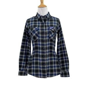 Dixxon Shirt Womens S Small Navy Black Snap Buttons Performance Flannel Company